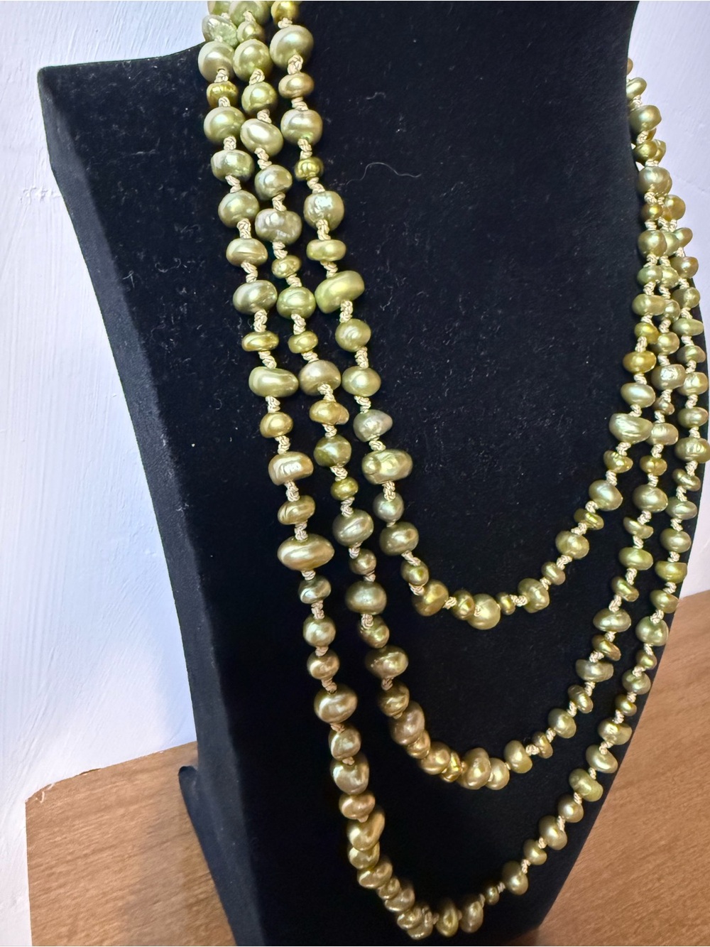 Honora Pistachio Green Cultured Freshwater Baroque Pearl Multi-Strand Necklace - Picture 2 of 6